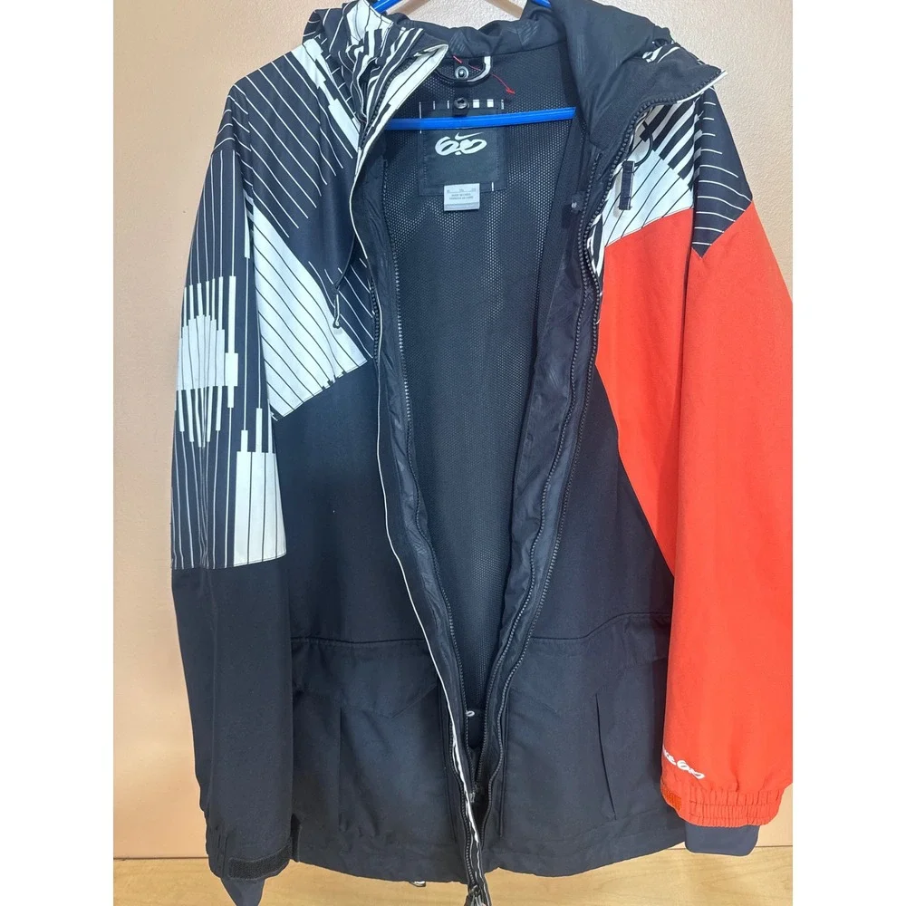 Nike 6.0 Piano Piano by Akroe Hooded Snowboard Jacket Black Orange White Mens XL